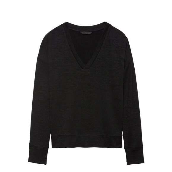 Banana Republic Relaxed Fit Luxespun Boxy V-Neck Top - Picture 2 of 11